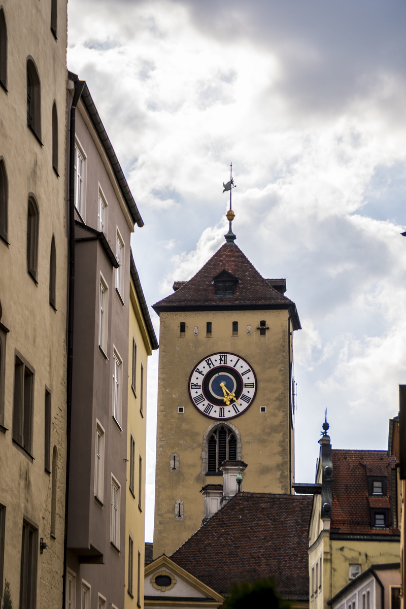 church, spirituality, homes, place of worship, places of interest, cloud - sky, architecture, city, clock tower, nature, germany, spire, lighting, town square