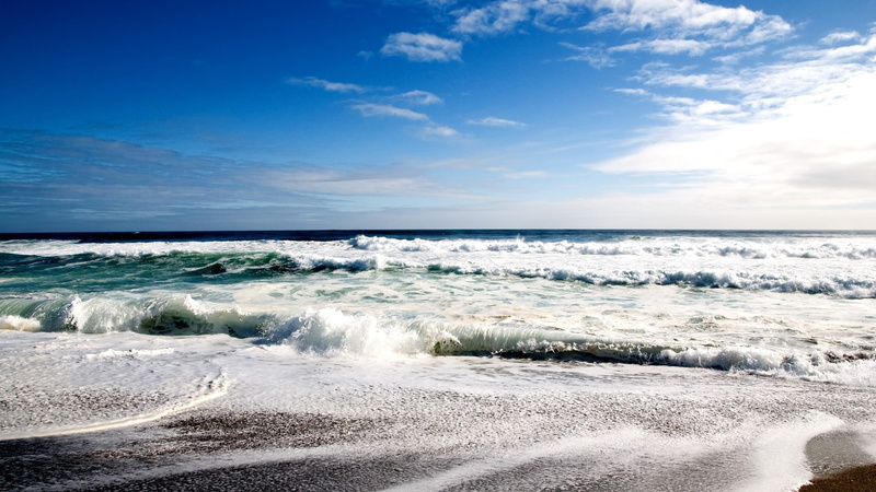 sand, sunny, seaside, ridge, shore, landscape, seashore, sky, coastline, island, wave, scenic, resort, waves, vacation, ocean, paradise, shoreline, water