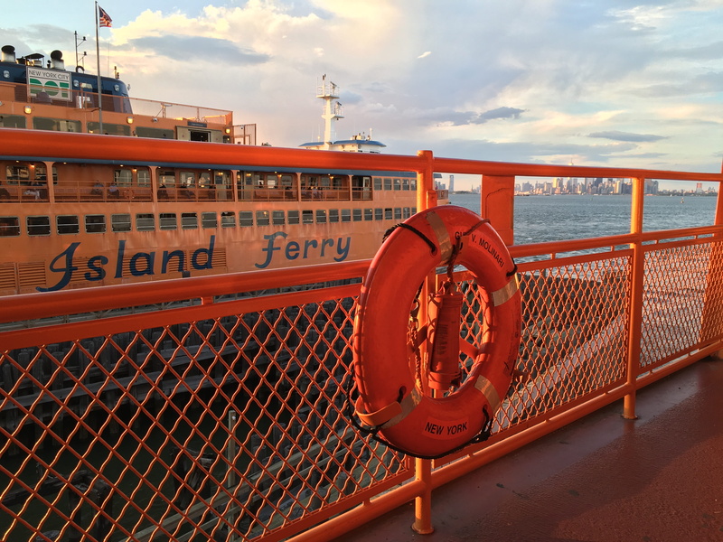 safety, nyc, ferry, life belt, no people, outdoors, new york city, travel, nautical vessel, united states, sky, water, security, metal, red, sea, built structure