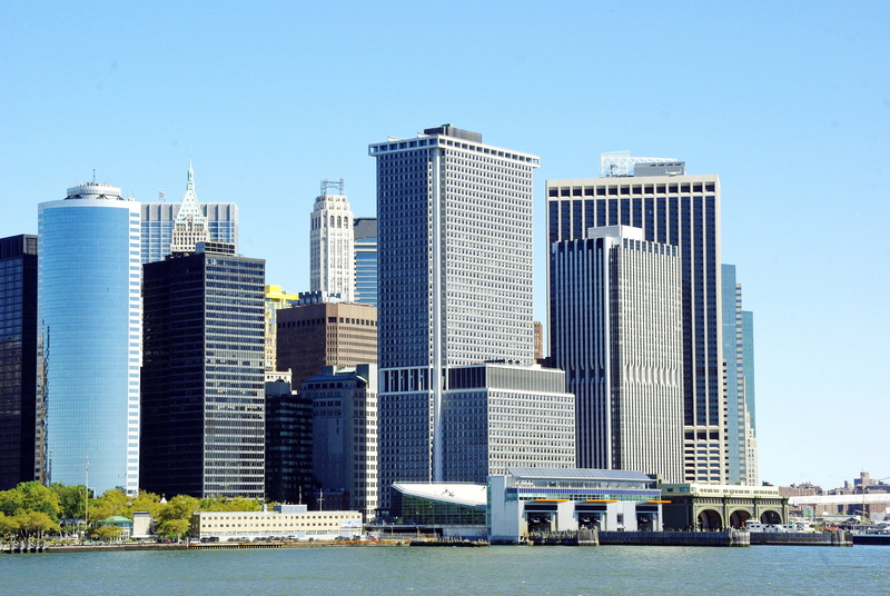 building, low manhattan, cityscape, sky, perspective, no people, business, rise, modern, nature, uSA, pier, clear sky, water, near, day, building Exterior