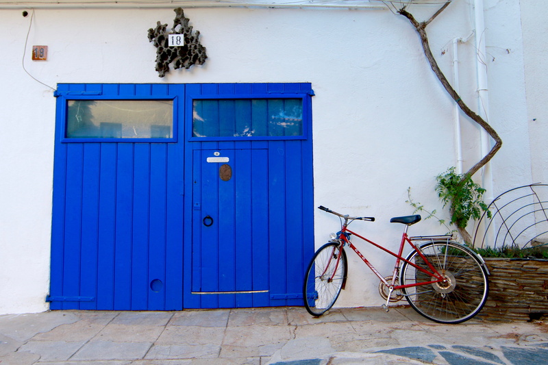 bicycle, door, security, closed, entrance, safety, mode of transportation, built structure, building exterior, number, building, spain, protection, cadaqués
