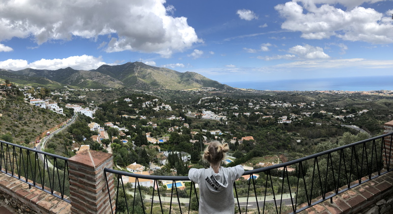 cloud - sky, day, mijas, built structure, casual clothing, plant, suspension bridge, nature, neighborhood, architecture, mountain range, railing, spain