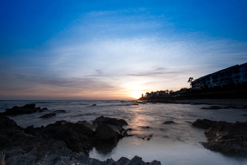 land, mijas costa, malaga, cloud - sky, 5K, no people, stillness, building exterior, outdoors, waves, sunset, scenics - nature, marina, beach hype, calahonda