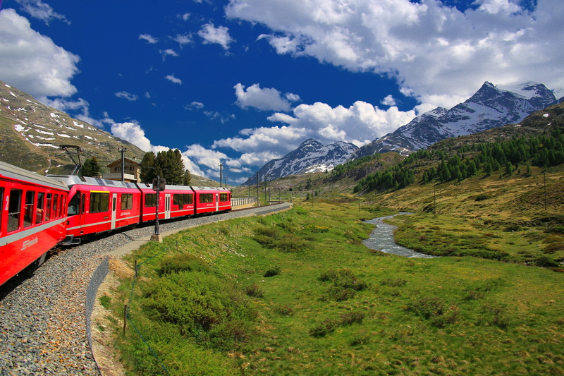 2K, environment, landscape, public transportation, no people, track, plant, mountain range, mountain peak, travel, mode of transportation, glacier, outdoors