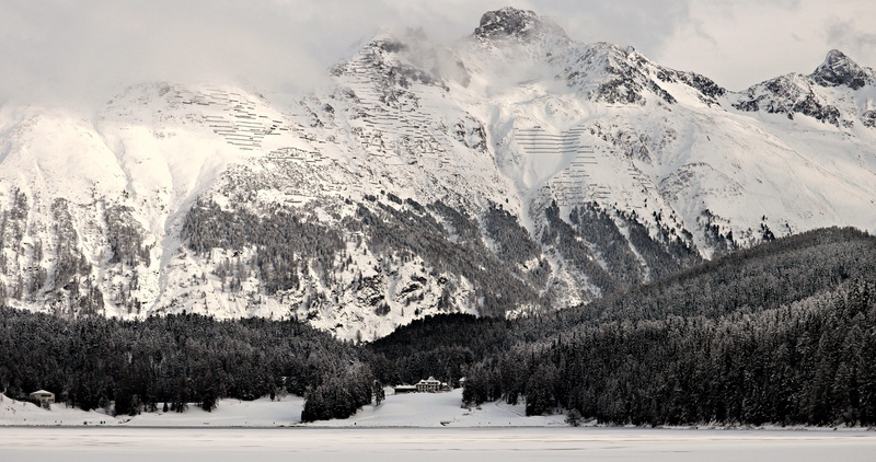 coniferous tree, snowcapped mountain, photography, tranquil scene, snow, panoramic image, land, environment, winter, mountain peak, cold, engadin, landscape