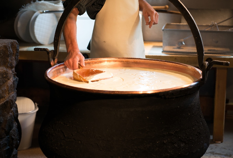 real people, men, alpine, kitchen, domestic room, occupation, kitchen utensil, switzerland, working, food and drink, food, one person, graubünden, alpine cheese