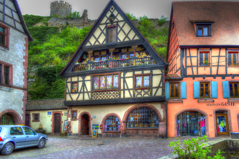 kaysersberg, hdr, alsace, truss, car, day, photo filter, nature, mode of transportation, arch, brick, facade, built structure, france, row house, building