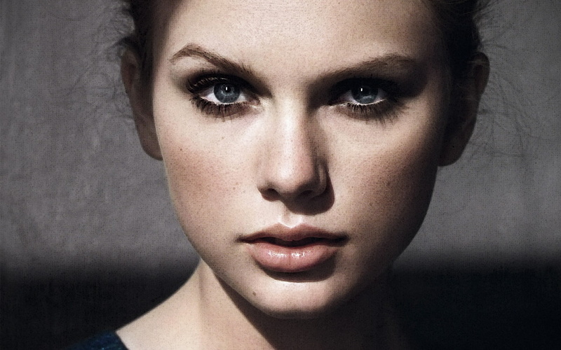 Taylor Swift, body part, looking at camera, beautiful people, close-up, photo manipulation, face, make-up, one person, young adult, headshot, adult, indoors