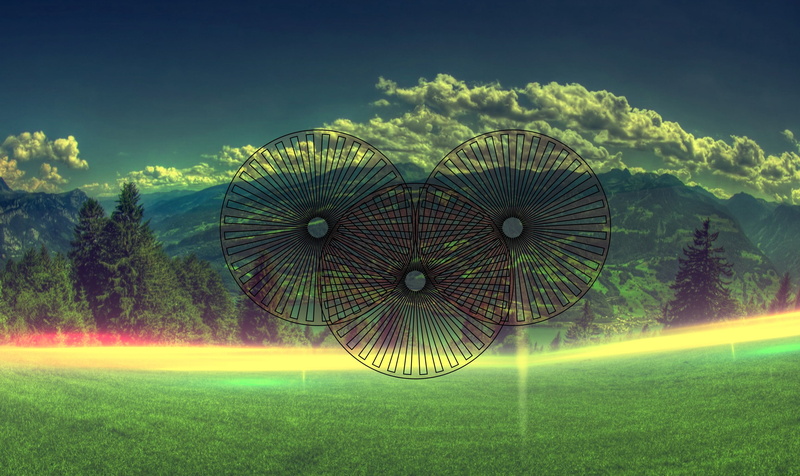 landscape, filter, geometry, photo manipulation, day, outdoors, land, creativity, digital composite, cloud - sky, field, motion, 2K, environment, tree