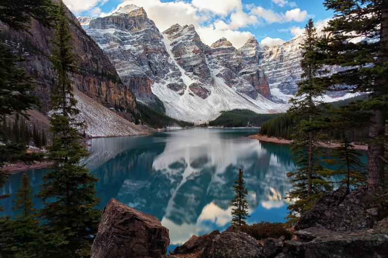 sky, rock, snowcapped mountain, rock - object, idyllic, mountains, alp, tranquil scene, 2K, scenics - nature, rock formation, solid, tree, mountain, formation