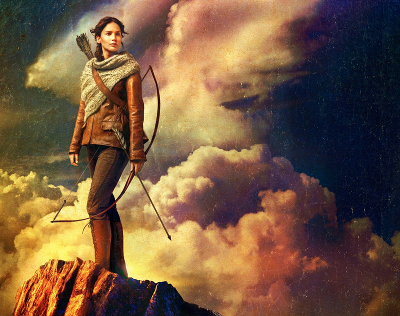 beautiful woman, holding, leisure activity, (2013), Fire, women, Everdeen, Other Movies, Games, Hunger, cloud - sky, digital composite, portrait, front view