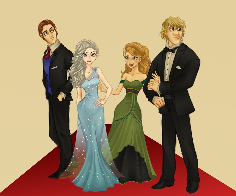 studio shot, indoors, colored background, fashion, formalwear, Frozen, couple - relationship, Kristoff (Frozen), full length, young adult, standing, young men