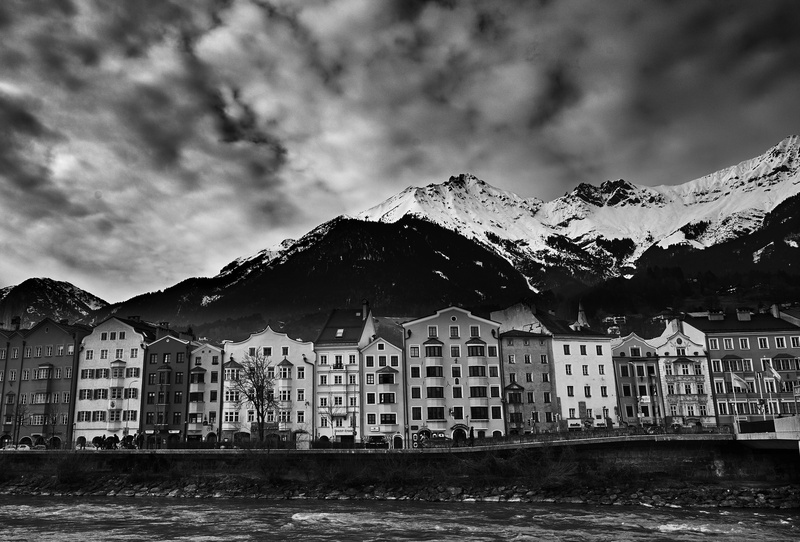 waterfront, innsbruck, historic, architecture, cloud - sky, city, nature, day, building, mountain range, built structure, mountain, house, 5K, no people
