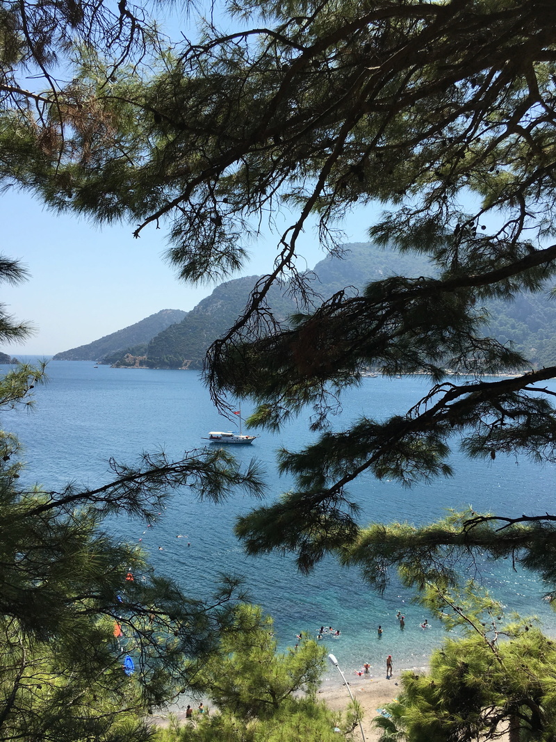 beauty in nature, sea, plant, vacation, outdoors, sky, 4K, green, marmaris, no people, building exterior, mountain, day, water, tranquility, tree, blue
