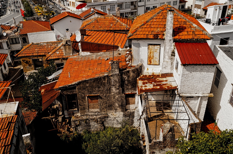 house, residential district, marmaris, townscape, castle, roof, sunlight, city, town, 4K, architecture, building, brown, views, cityscape, cultures, high angle view