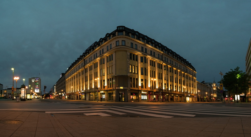 angle, dusk, building exterior, åbo, city life, office, illuminated, office building exterior, turku, 8K, the intersection of, transportation, road, architecture