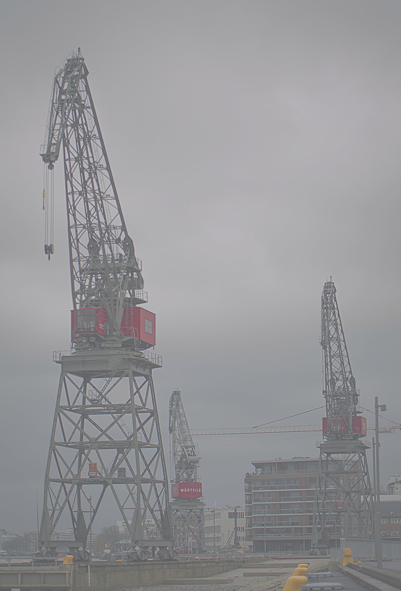 port, crane, bridge, bridge - man made structure, outdoors, architecture, hazy, metal, turku, rain, construction site, machinery, harbor crane, connection