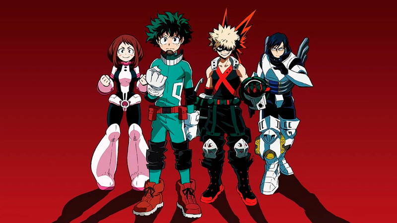 adult, human arm, 1080P, human body part, character, Tenya Iida, looking at camera, My Hero Academia, limb, four, Izuku Midoriya, Anime, standing, group of people