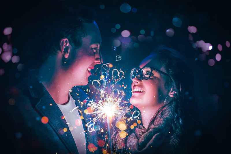 Love hearts, Happy, Couple, 5K, Sparkles, 5K, Bokeh