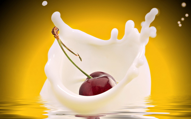 yellow background, dessert, sweet, indoors, colored background, gourmet, no people, 1080P, reflection, cream, healthy Lifestyle, yogurt, red, fruit, food And Drink
