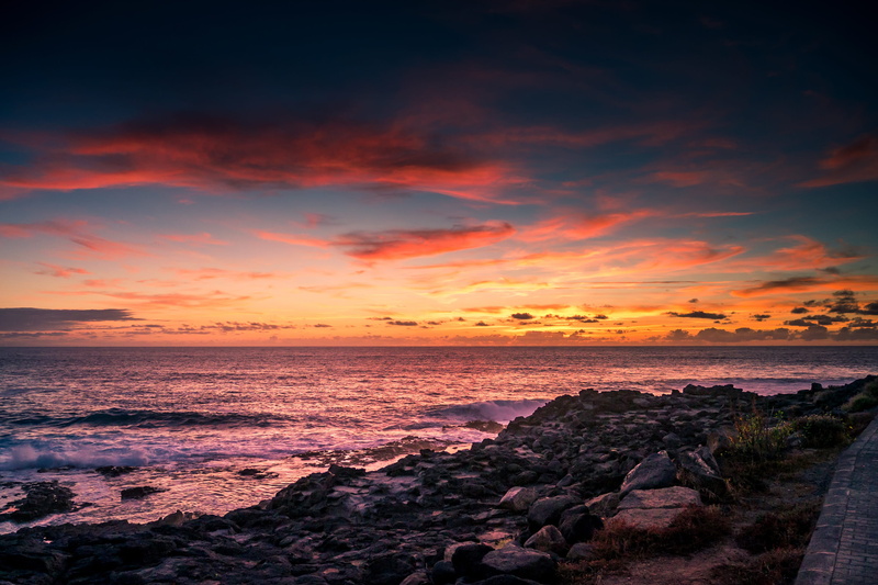 horizon, cozy, rocky coastline, travel, sky, cloud - sky, tranquility, rock, idyllic, cloudy skies, rock - object, ocean, orange color, beauty in nature