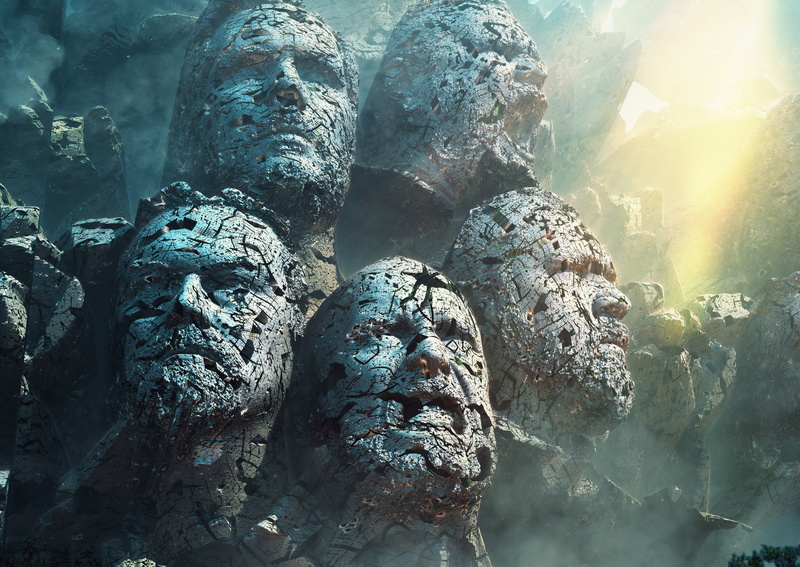 Broken, 4K, Rocks, 4K, CGI, Faces