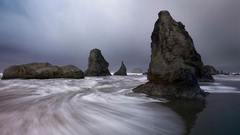 bandon, 1080P, oregon, face, park, 3d and abstract, rock, rocks, face rock state park, state, water, formation, body