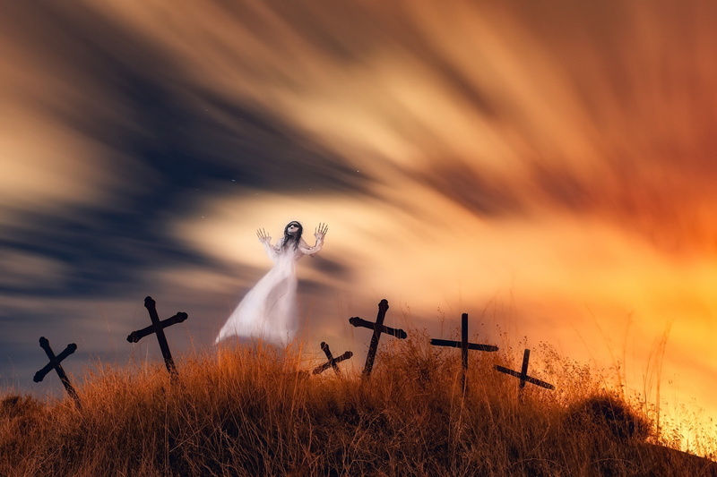 grave, fantasy art, sky, artwork, cross, 1080P