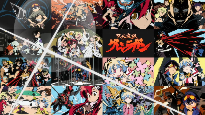 1080P, Tengen Toppa Gurren Lagann, collage, mech, Simon the Digger, anime, Littner Yoko, screen shot