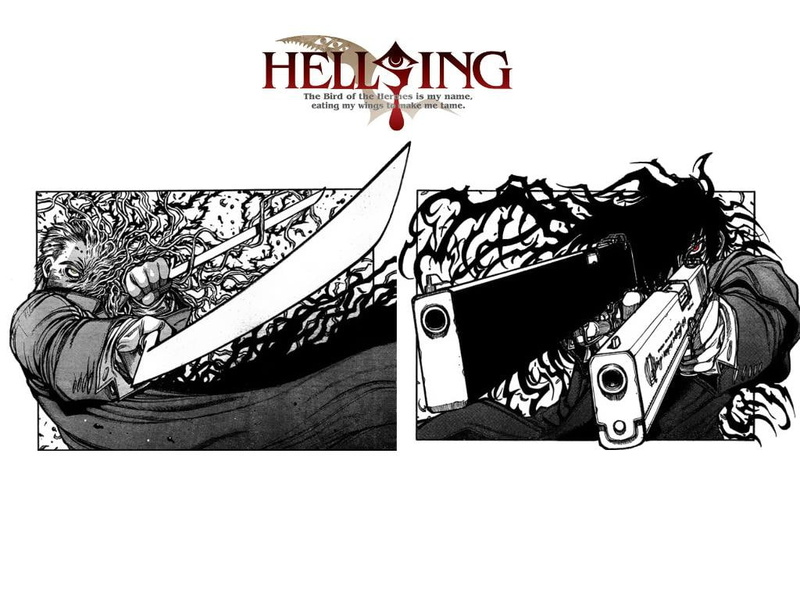 anime, hd, Arucard, anderson, blue eye, Alexander Anderson, hellsing, black and white, 480P, art, alexander, Guns