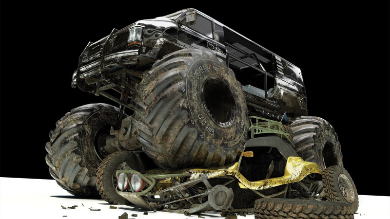 1080P, black background, single object, monster trucks, close-up, technology, motor vehicle, metal, equipment, mode of transportation, cut out, pattern