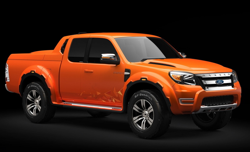 retro styled, indoors, tire, black color, motor vehicle, pickup, Ranger, studio shot, 1080P, black background, orange color, Orange, wheel, road, transportation