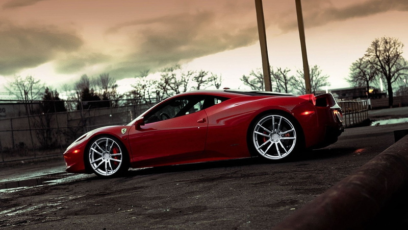 ferrari 458, red, 1080P, view, red cars, side, cars, side view, ferrari