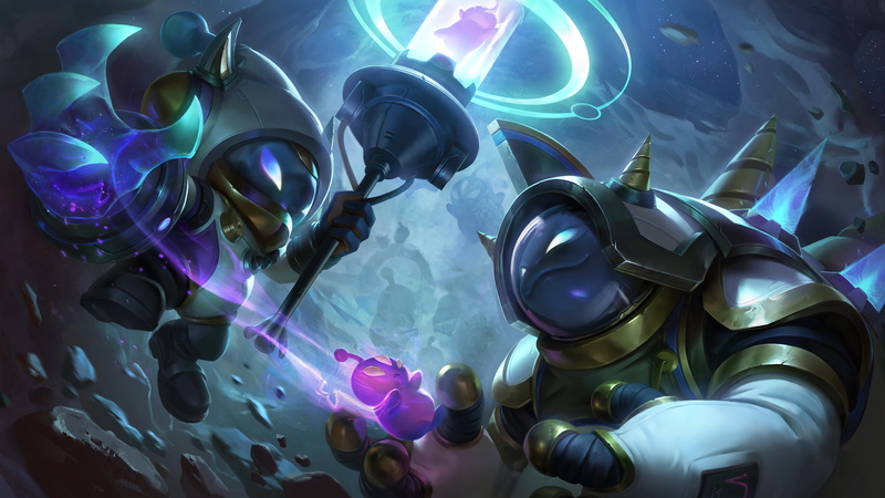 digital art, League of Legends, Veigar, Veigar (league of Legends), galaxy, Rammus, space, 4K, astronaut, 8K, Riot Games, Rammus (League of Legends)