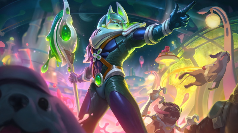 nasus, Riot Games, League of Legends, space, 8K, 4K, michis, Nasus (League of Legends), Space Groove, cats, dog