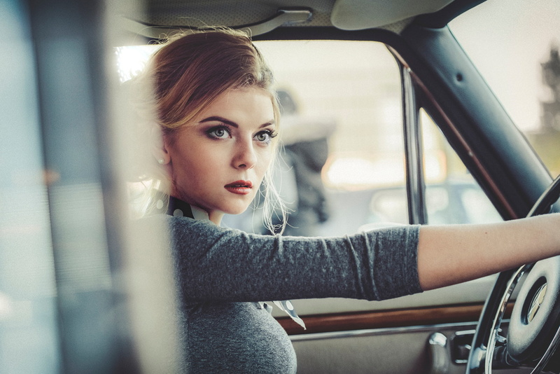 car interior, 1080P, Peter Müller, women, blonde