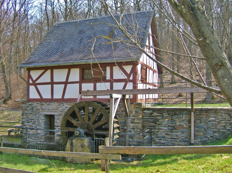 outdoors, nature, grind, truss, tree, day, woods, müller, wood - material, wood, building, wheel, 2K, mill wheel, water wheel, grass, field, growth, building exterior