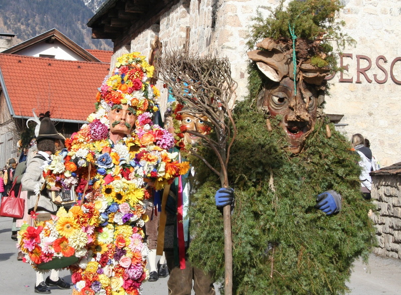 customs, muller and slush gerer, architecture, hanging, building exterior, carnival parade, day, built structure, human representation, absam, flowering plant