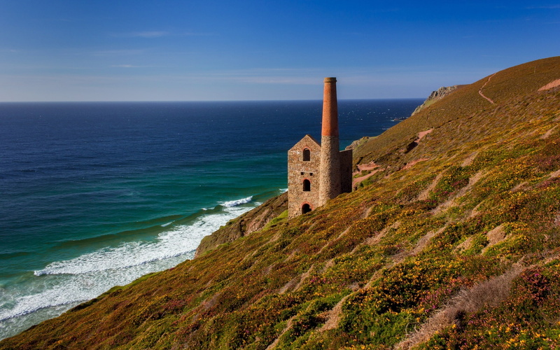 Towanroath Shaft Engine House, 1080P, England, Porthtowan, coast, Celtic Sea, Wheal Coates, Cornwall