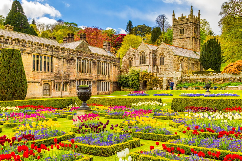 plant, springtime, Church, sky, outdoors, building exterior, garden, flowerbed, tree, multi colored, formal garden, Cornwall, freshness, gardening, flower