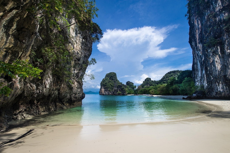 turquoise colored, scenics - nature, lagoon, plant, beach, 1080P, idyllic, nature, no people, landscape nature white sand beach rock cliff sea boat island tropical eden thailand