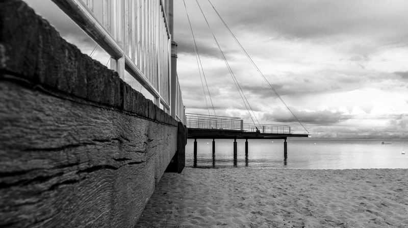 hohwacht, cloud - sky, bridge - man made structure, water, baltic sea, outdoors, no people, connection, built structure, day, pier, vacations, long, sea