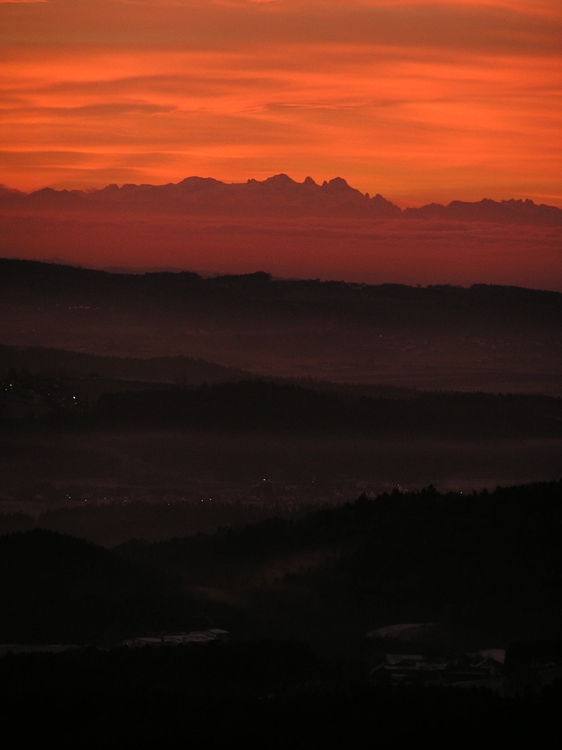 mountains, sunrise, scenics - nature, non-urban scene, tranquility, alpenblick, nature, sky, romantic sky, 1080P, danube valley, majestic, mountain range