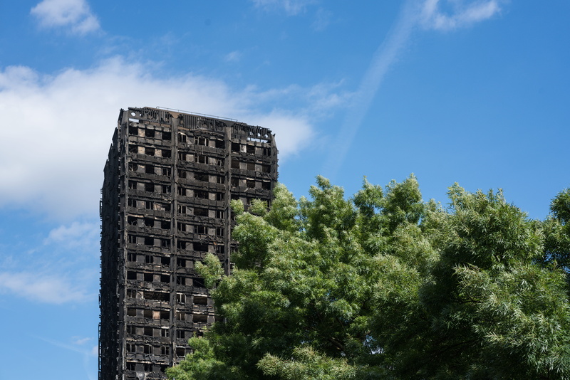 grenfell tower london, nature, travel destinations, grenfell tower, london tower, cloud - sky, low angle view, grenfell fire, blue, plant, tree, green color