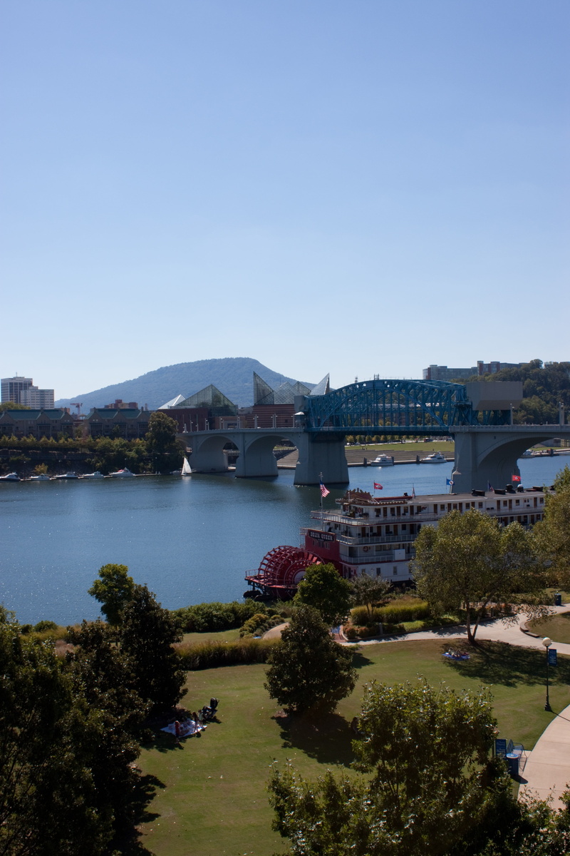 day, lookout mountain bridge, clear sky, copy space, outdoors, plant, connection, sky, transportation, tree, coolidge park, bridge, river, arch bridge