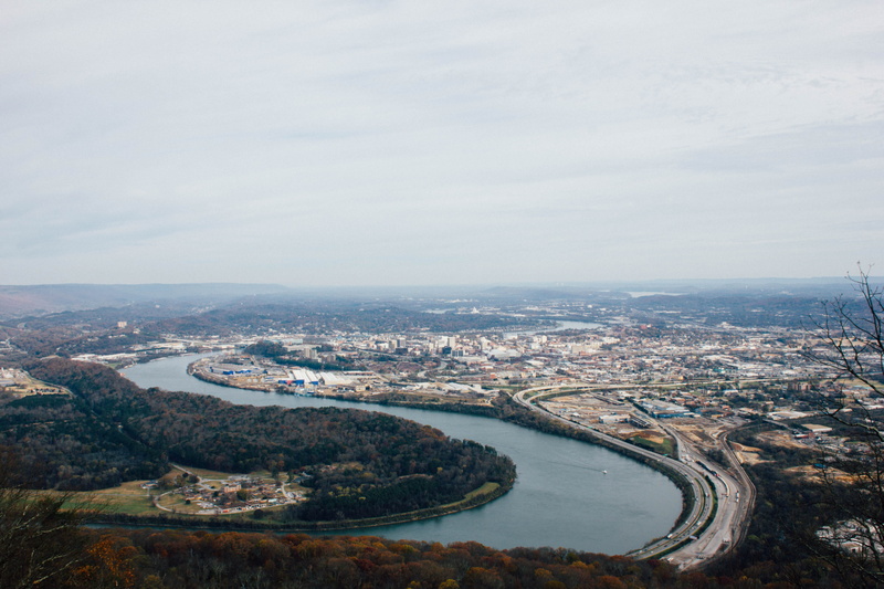 aerial, lookout mountain, water, winter, city, chattanooga, point park, sunset, aerial view, outdoors, tennessee, sky, river, trees, cityscape, cloud - sky