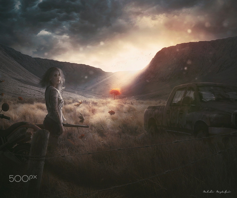 car, model, women, 1080P, 500px, digital art, Mehdi Mostefaï, landscape