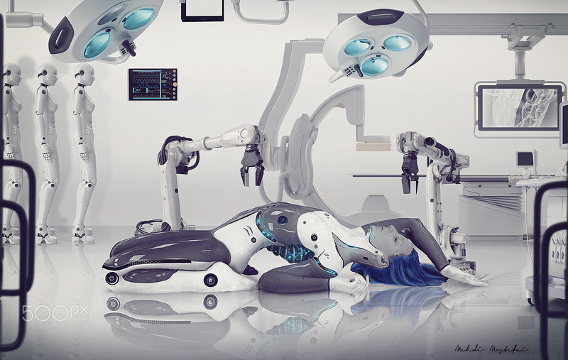 cyborg, futuristic, Mehdi Mostefaï, 1080P, machine