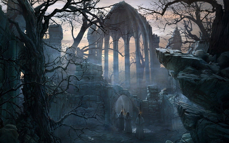 Raphael, Lacoste, ruins, 720P, night, Trees