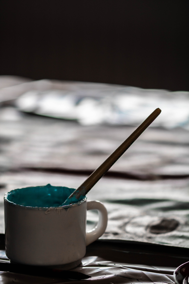 painters palette, paintbrush, spoon, background, food and drink, brush, coffee cup, non-alcoholic beverage, coffee - drink, 5K, full hd, still life